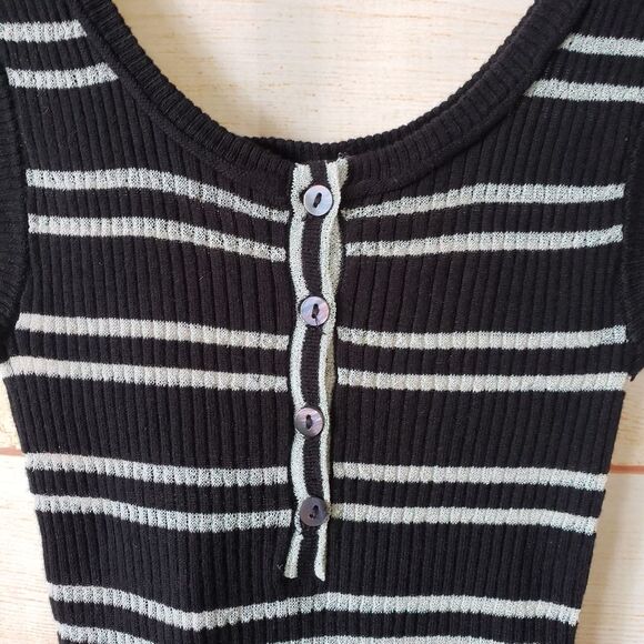 Generation Love Stretchy Striped Sleeveless Tank Top with Lurex and Lettuce Hem - Picture 4 of 6